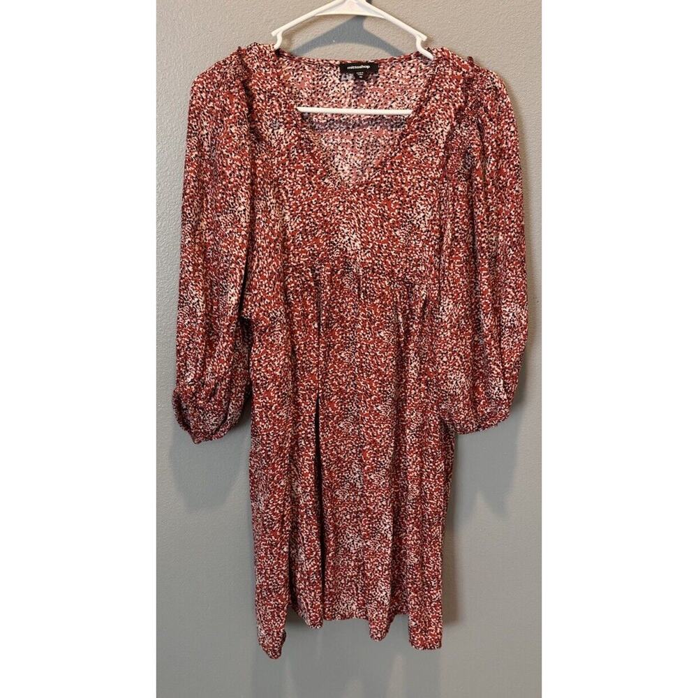 Mittoshop Women's Dress Orange Size M Puff Sleeve Boho